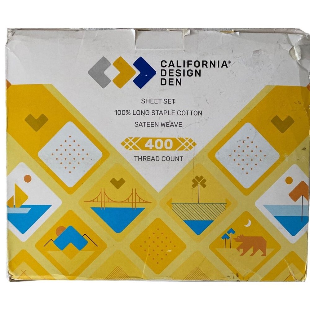 California Design Den Softest 100% Cotton Sheets Queen Set 4 Pc Set 400 Thread C